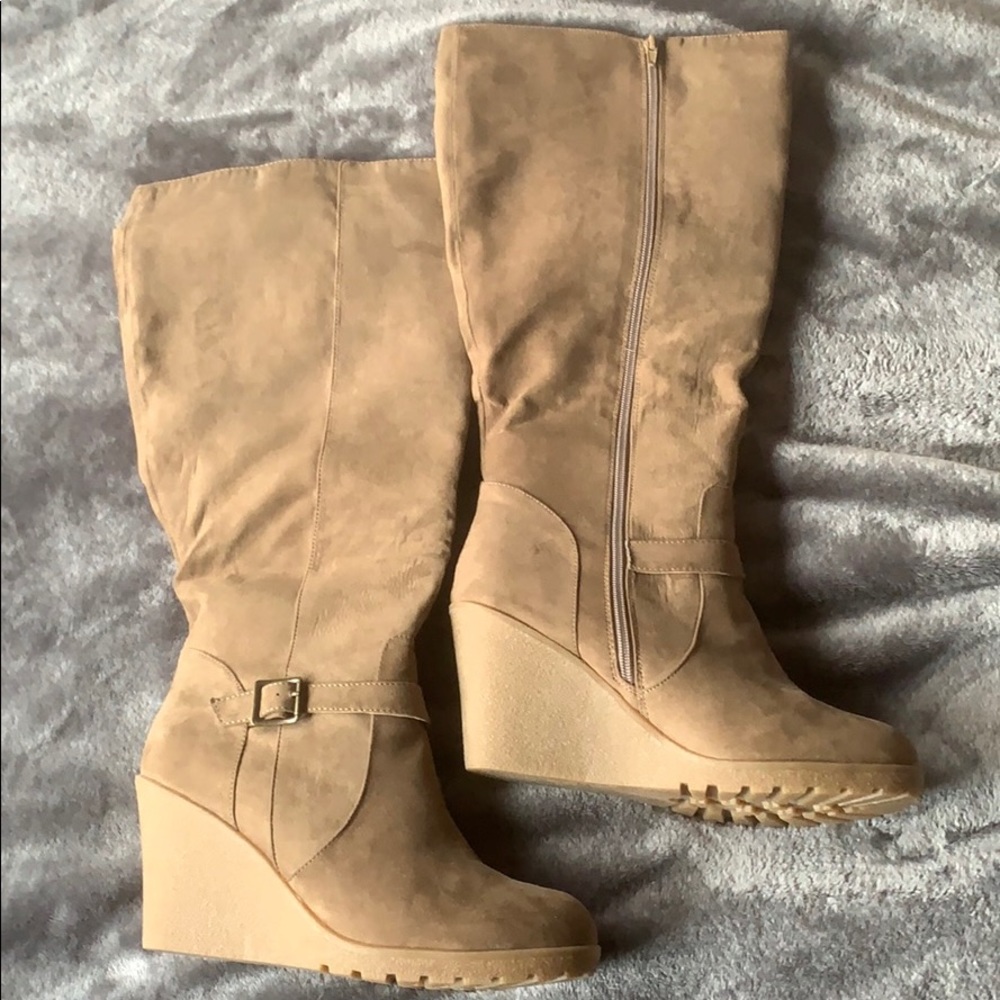 JustFab knee high wedge boots